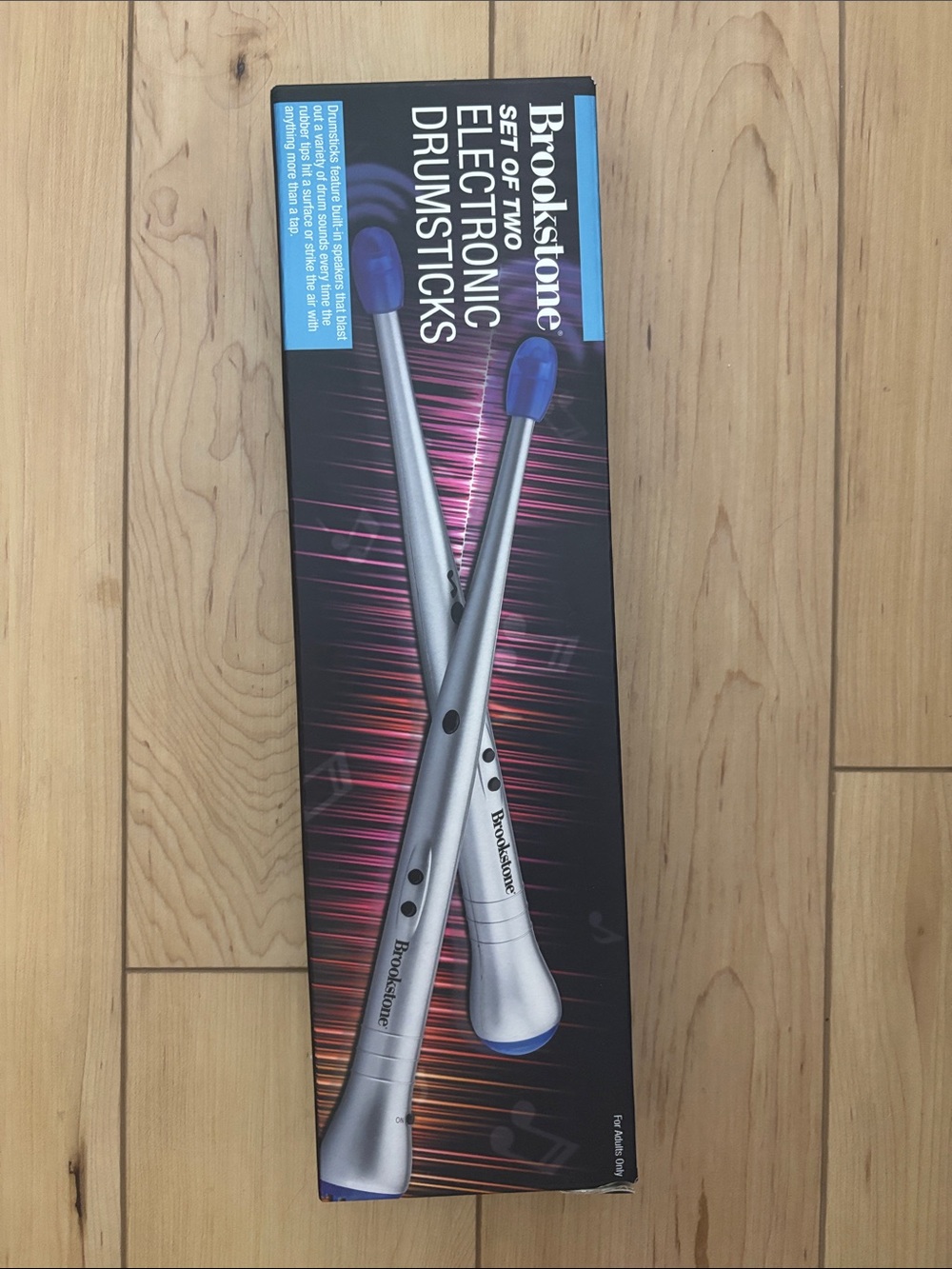 Brookstone Silver Electronic Drumsticks with Blue Tips